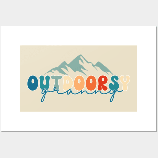 Outdoorsy Granny Mountain Adventure Hiking Posters and Art